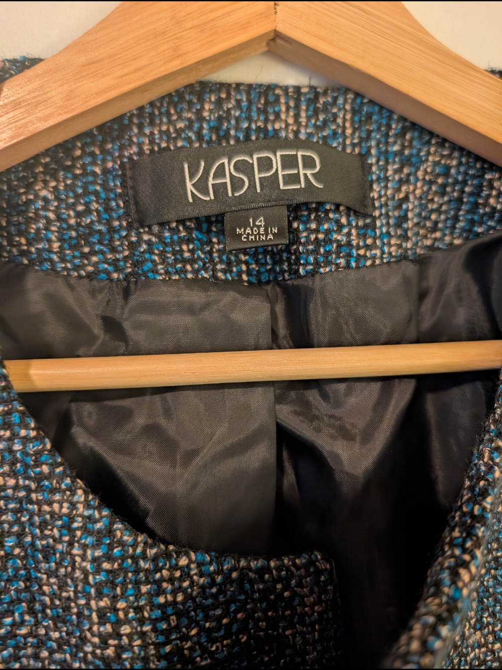 Kasper Navy & Gold Tweed Button Front Jacket - Picture 8 of 13